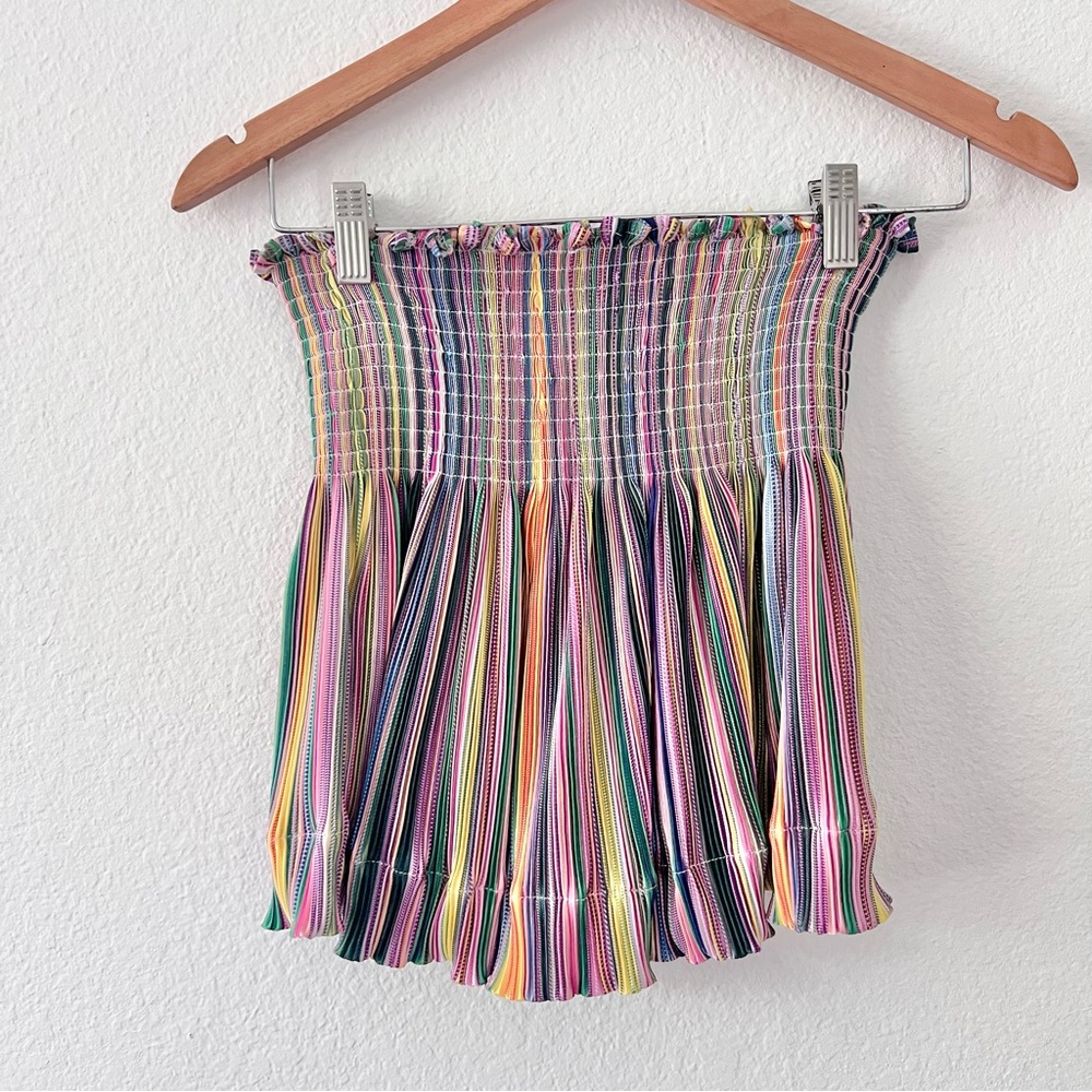 Queen of Sparkles Rainbow Stripe Smocked Waist Swing Shorts Sz XL NWT - Picture 4 of 4